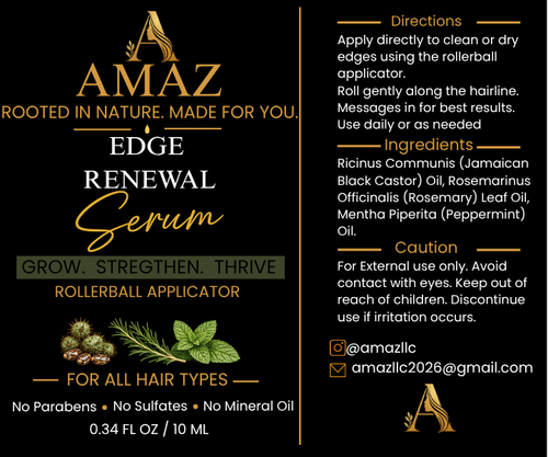 AMAZ Edge Renewal Serum promotional image showing before and after results